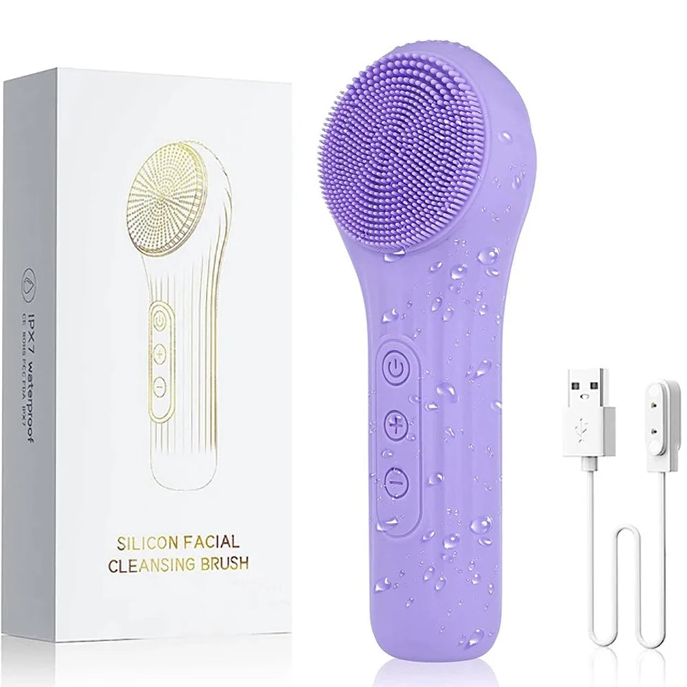 Sonic Waterproof Facial Cleansing Brush Rechargeable Scrubber Exfoliating Vibrating Deep Clean Face Cleaner  Skin Care Tool