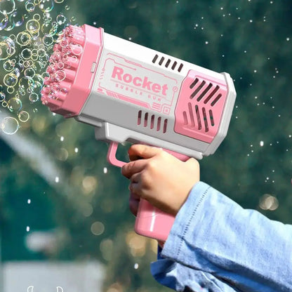 One Loaded Kids 40 Hole Rocket Launcher Handheld Portable Automatic Bubble Gun LED Light (Bubble Liquid & Batteries Excluded)