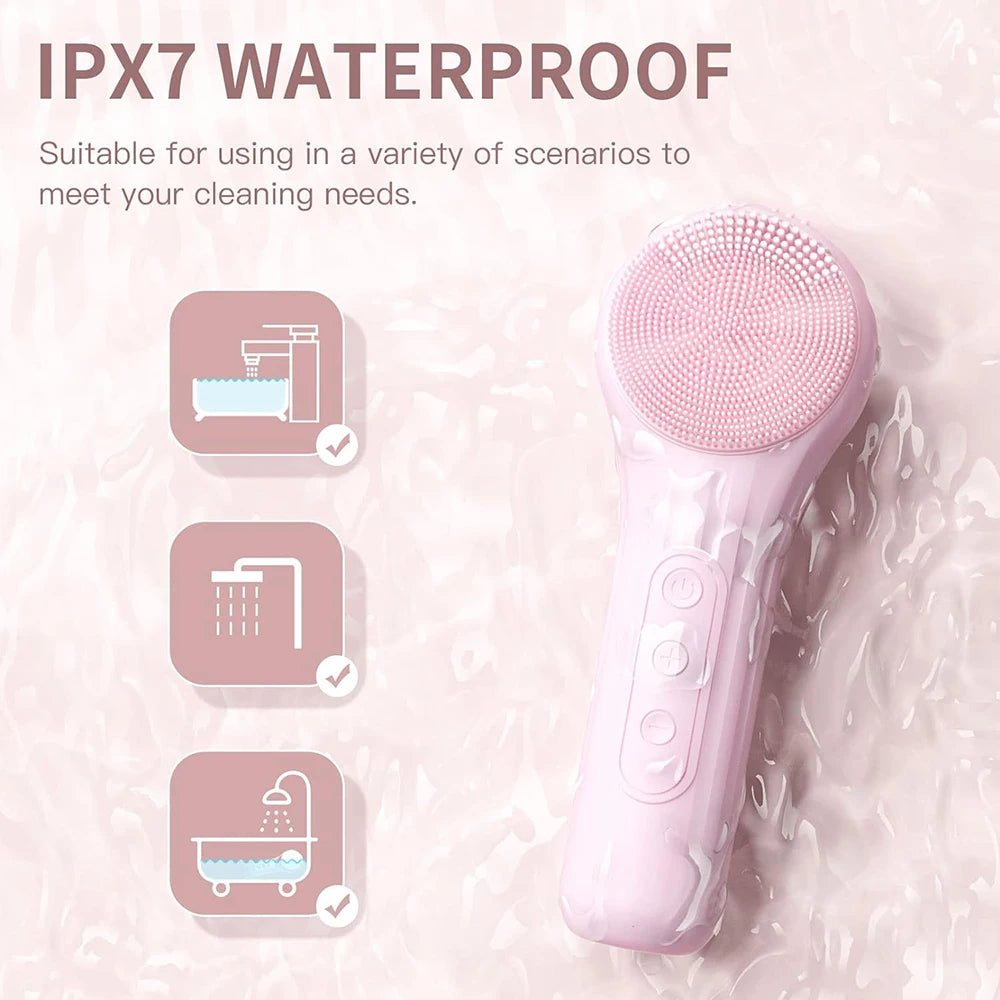 Sonic Waterproof Facial Cleansing Brush Rechargeable Scrubber Exfoliating Vibrating Deep Clean Face Cleaner  Skin Care Tool