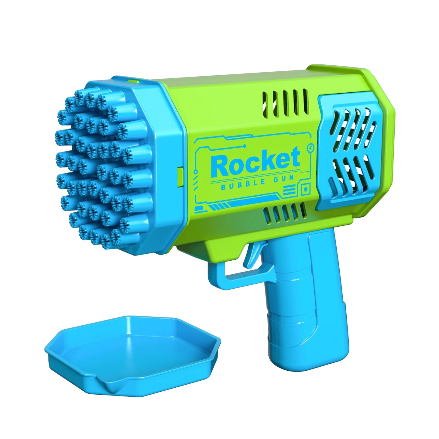 One Loaded Kids 40 Hole Rocket Launcher Handheld Portable Automatic Bubble Gun LED Light (Bubble Liquid & Batteries Excluded)