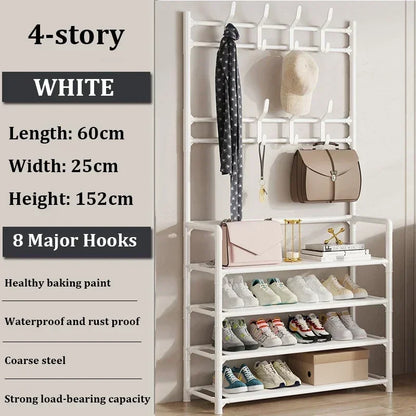 Clothes Hanger Multi-Layer Shoe Rack Doorway DIY Hat And Shoes Shelf Simple Floor-Standing Living Room Organizer Storage Racks