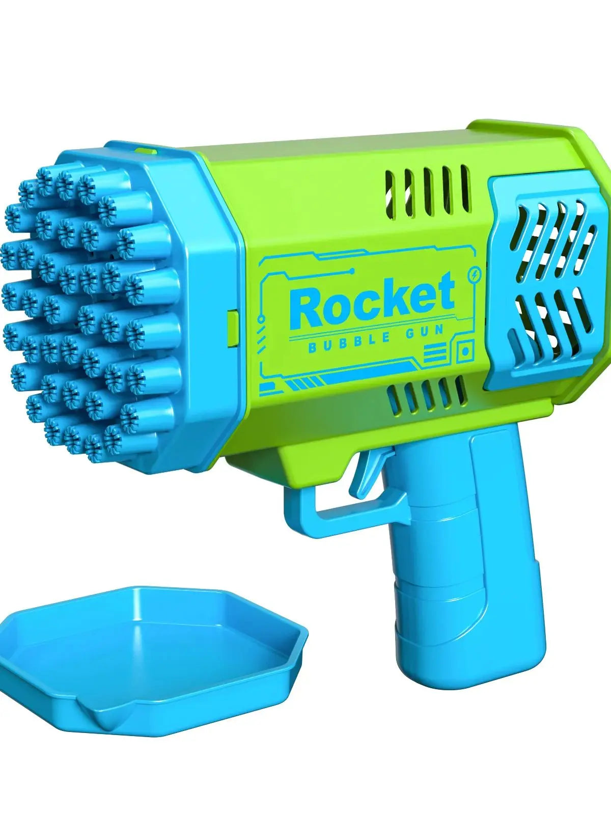 One Loaded Kids 40 Hole Rocket Launcher Handheld Portable Automatic Bubble Gun LED Light (Bubble Liquid & Batteries Excluded)