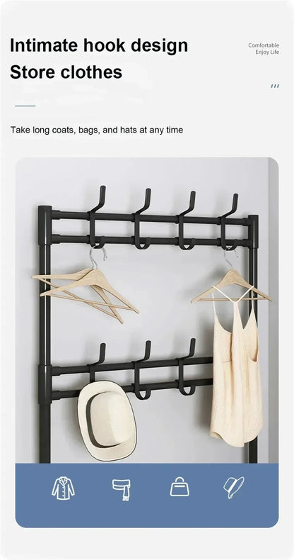 Clothes Hanger Multi-Layer Shoe Rack Doorway DIY Hat And Shoes Shelf Simple Floor-Standing Living Room Organizer Storage Racks